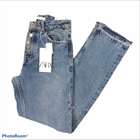 Zara Denim - NWT Zara Button Fly Boyfriend Jeans DistresseD 4